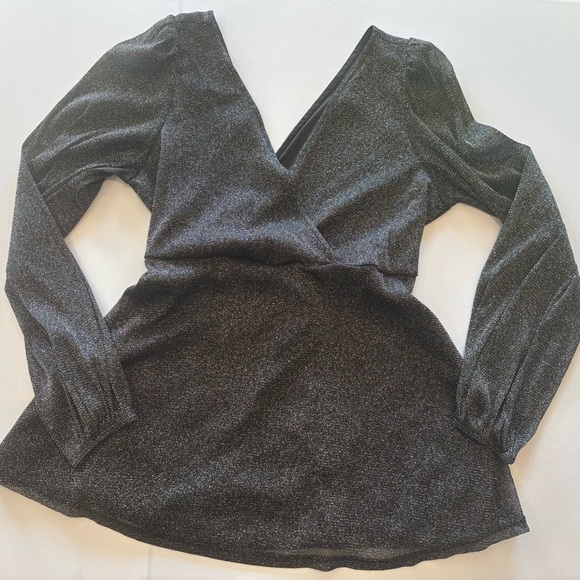 TORRID Black Wrap Tie Back Blouse Shimmery Fabric Plus Size 00 - Picture 8 of 9